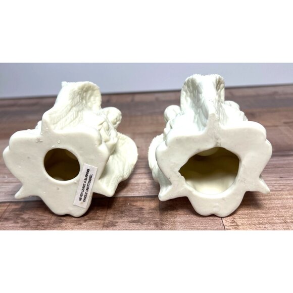 Angel Shaped Ceramic Candle Holders Cream Color Set Of 2 - Picture 4 of 4
